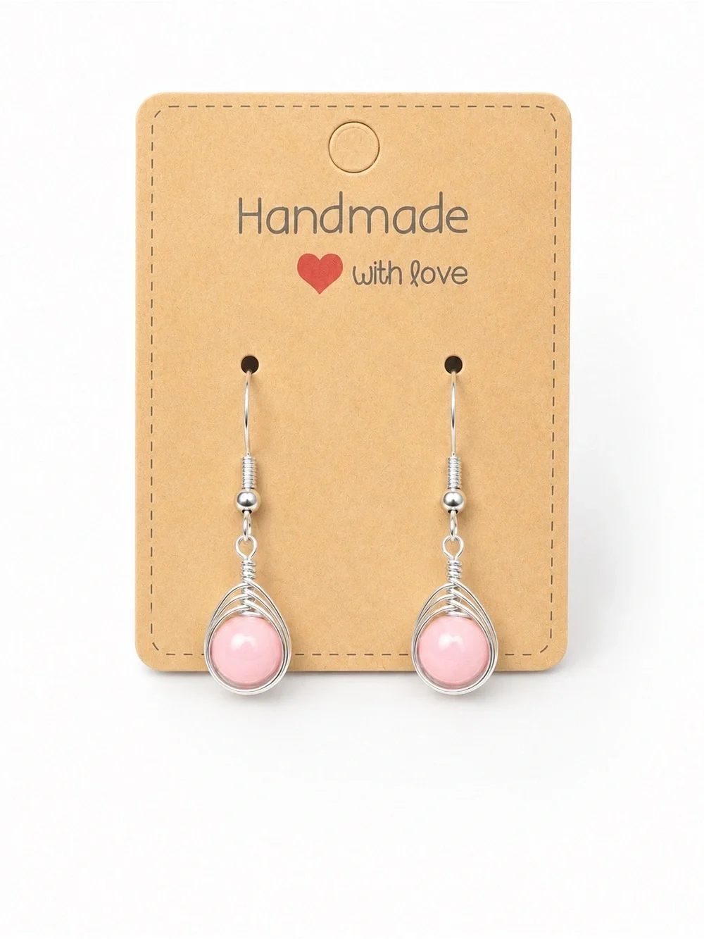 Pink Conch Wire Wrapped Earrings